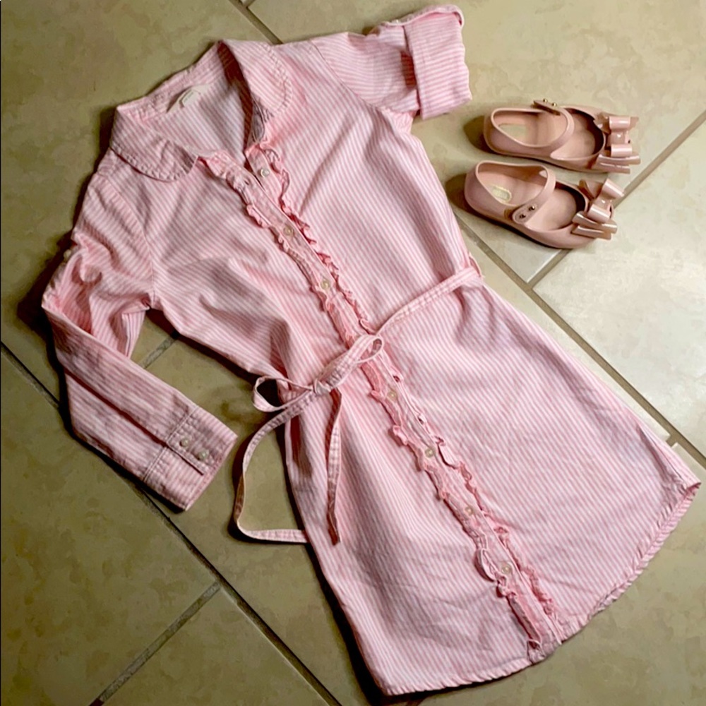 Land’s End Kids  EUC Ruffled Button Down Dress